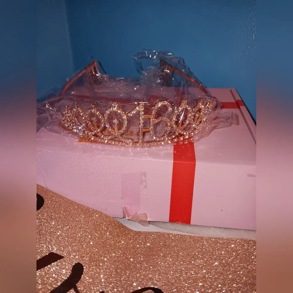 Happy Birthday Sweet 16 Tiara and Birthday Sash Set with Box Pre-owned
